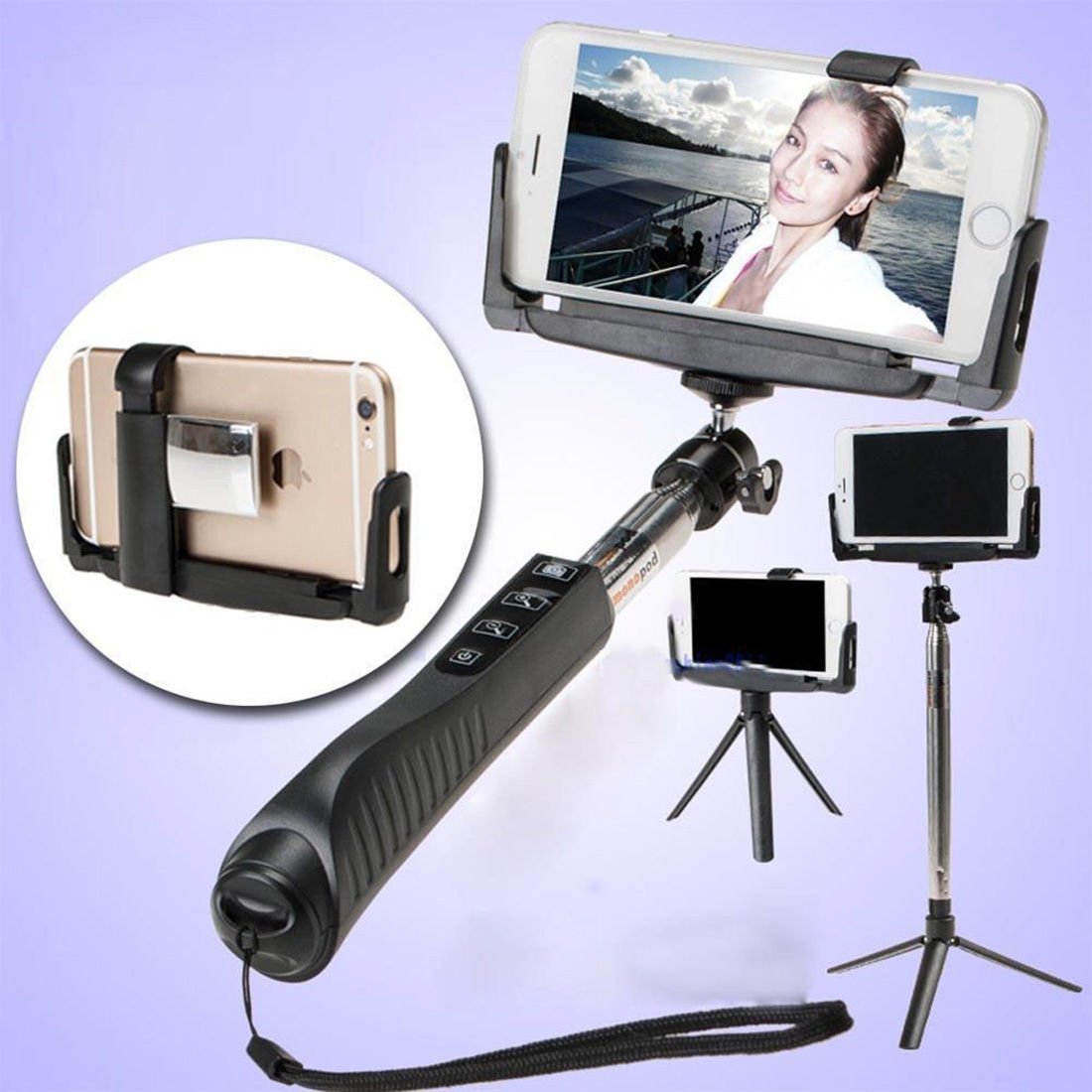Extendable Wireless Bluetooth Shutter Selfie Monopod Stick for iPhone Samsung