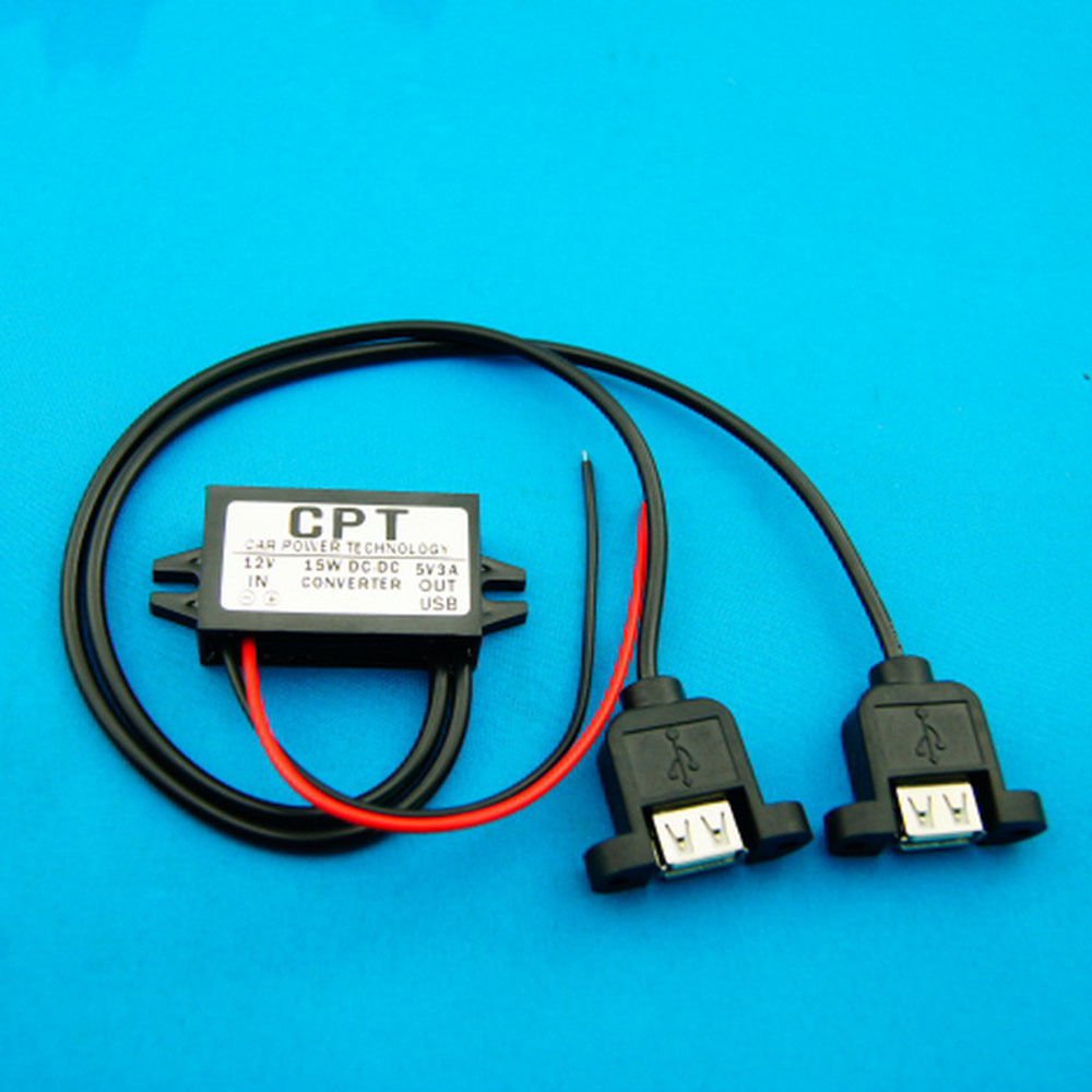 DC DC Converter Module 12V To 5V 3A 15W Duble USB Output Power Adapter