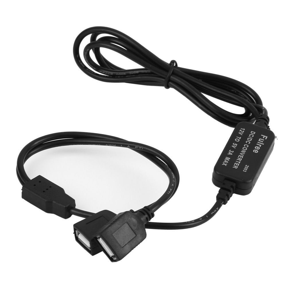 DC 12V to 5V 3A Step down Converter Regulator to 2 Female USB Output for Car