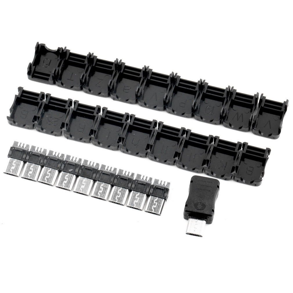 10pcs Micro USB T Port Male 5 Pin Plug Socket Connector Plastic Cover For DIY