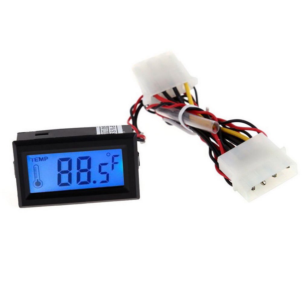Digital Thermometer Temperature LCD Meter Gauge PC Car Mod C/F Molex panel mount