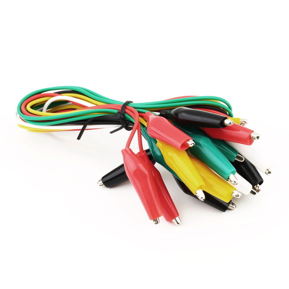 10pcs Double-ended Test Leads Alligator Crocodile Roach Clip Jumper Wire