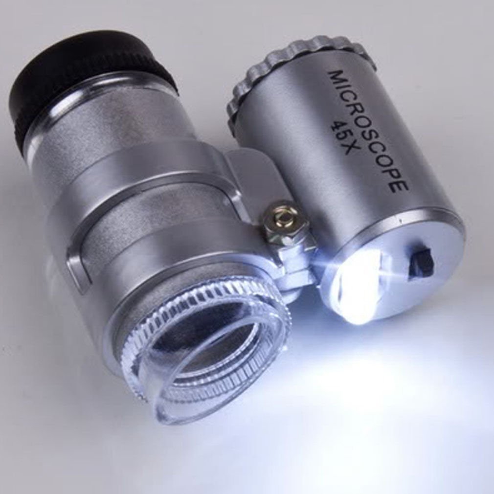 45X Mini Adjustable Portable Microscope w/ 2 LED Light
