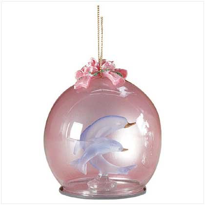Amber Colored Glass Dolpjing Christmas Ornament