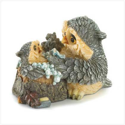Mother and Baby Owl Bathtime Figurine