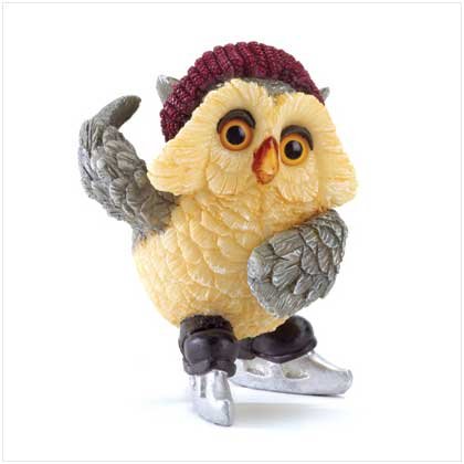 Ice Skating Owl Figurine