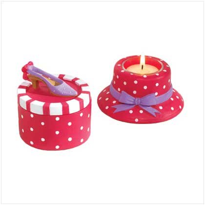 Polka Dot Hat Candle and Shoe trinket box Set