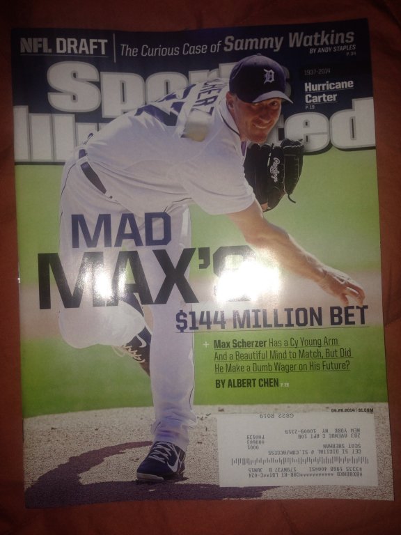 sports illustrated detroit tigers max scherzer magazine apr-2014 new