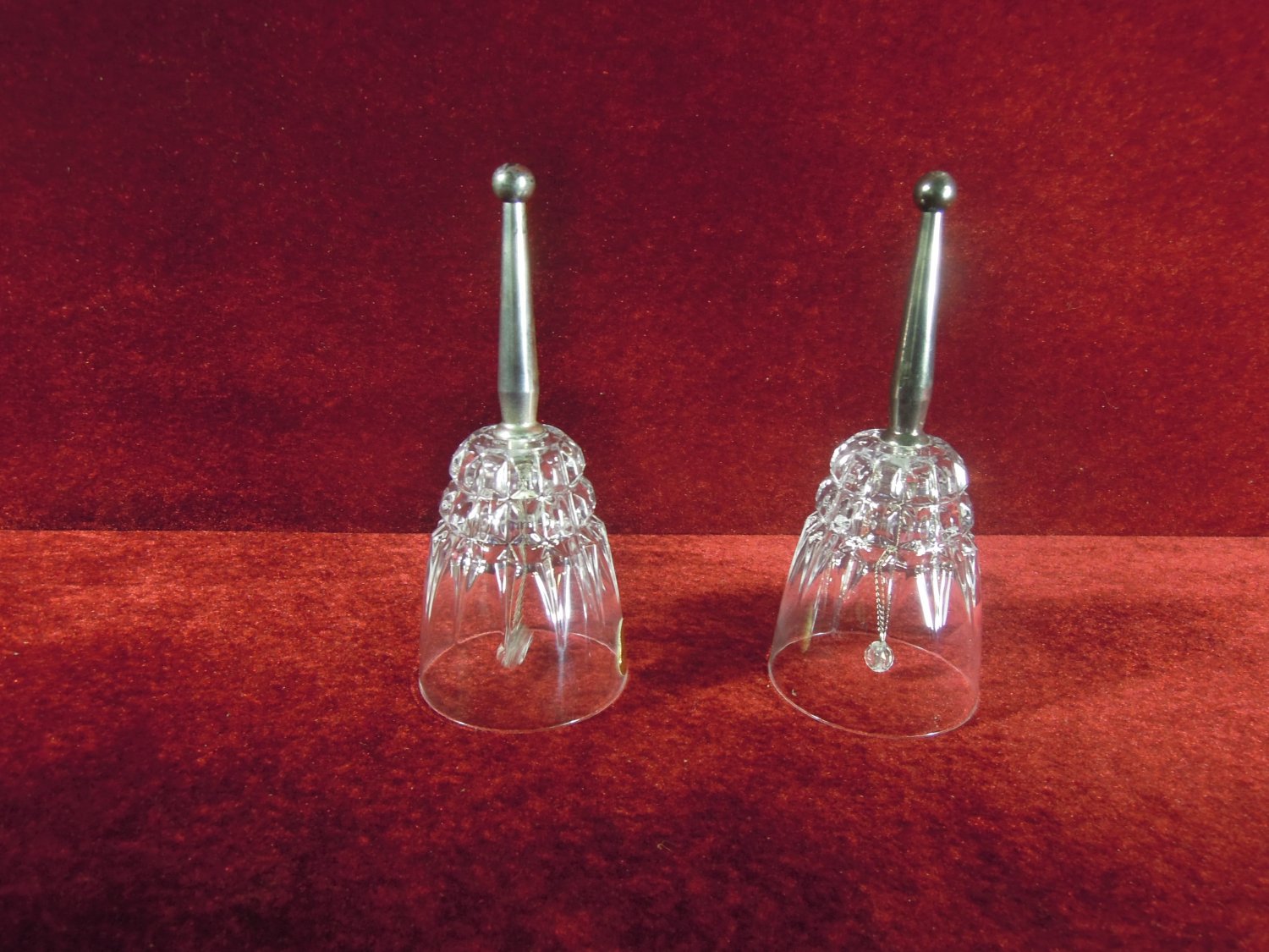 Pair Vintage Crystal Bells Silver Plated Made for Princess House France