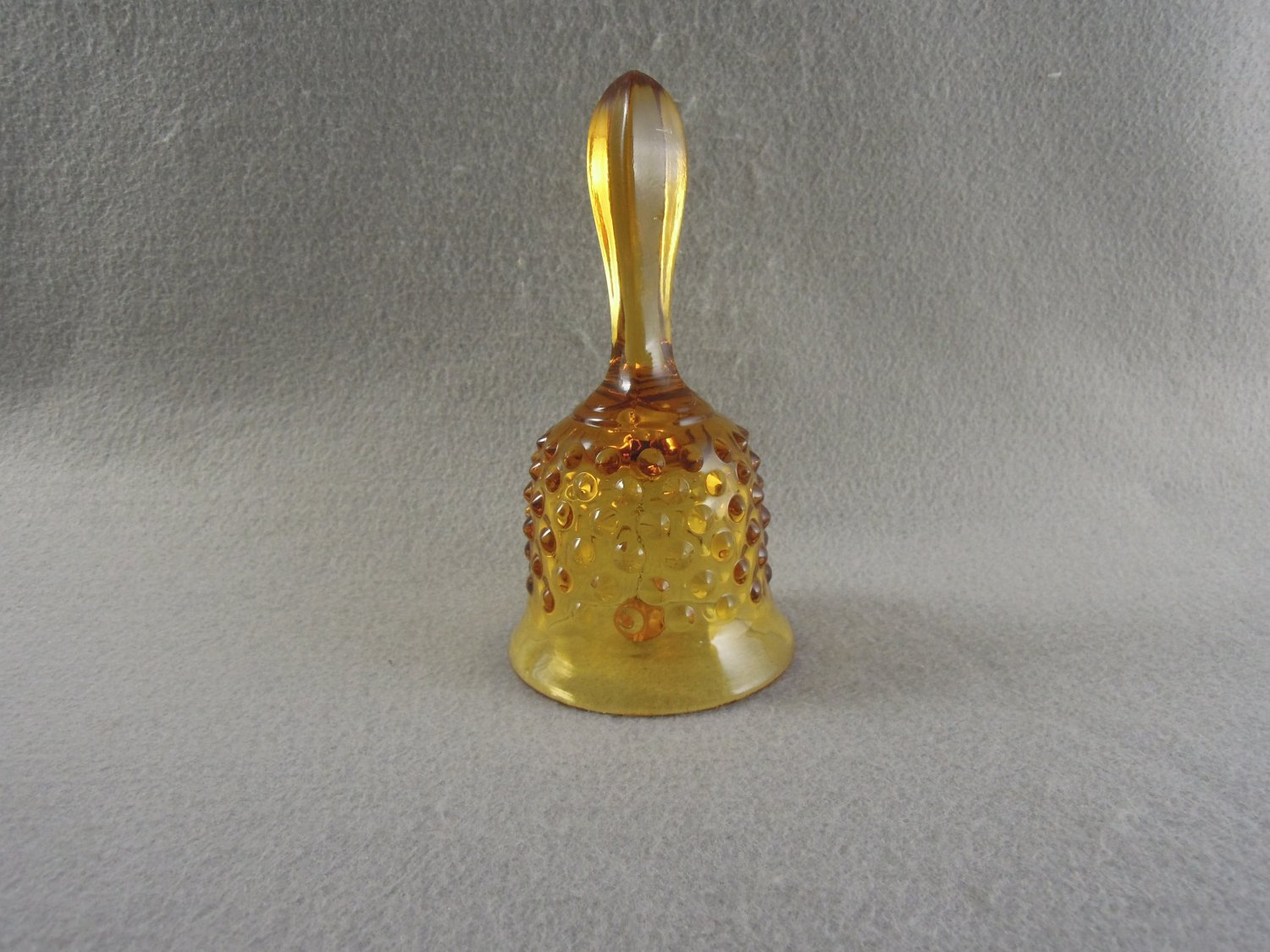 Signed Fenton Glass Hobnail Bell Amber Vintage Collectible