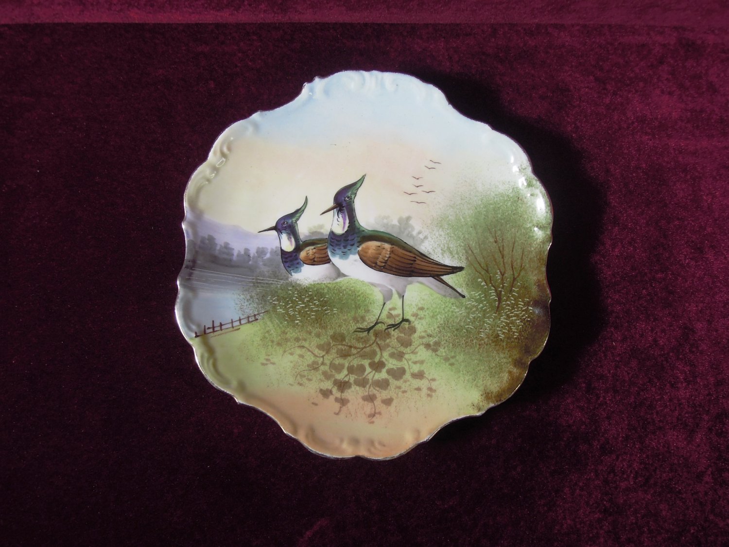 Limoges Game Birds Plate Scalloped Embossed Collectible