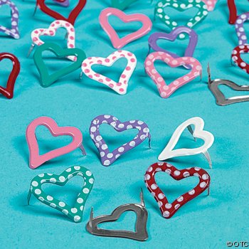 Polka Dot Heart Ooutlined Scrapbooking Brads