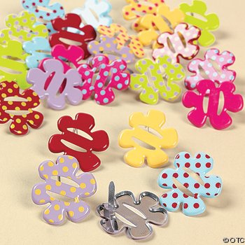 Bright Spring Colored Flowered Ribbon Brads