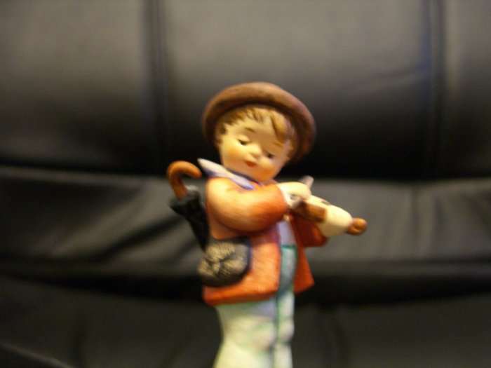 Hummel Doll - Young Boy Playing Violin with Umbrella on His Back