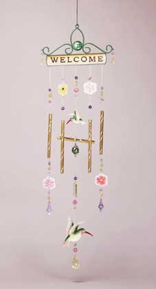 Welcome" Hummingbird Wind Chime