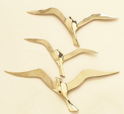3 Pc. Brass Seagull Wall Decor