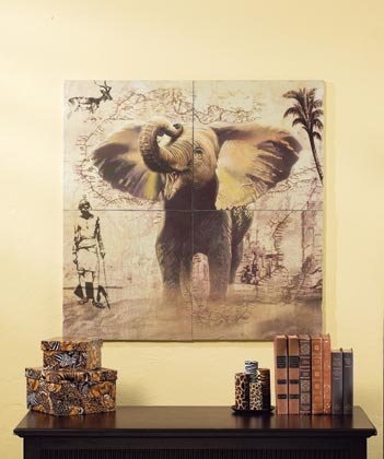 4 Pc. Patchwork Elephant Mural