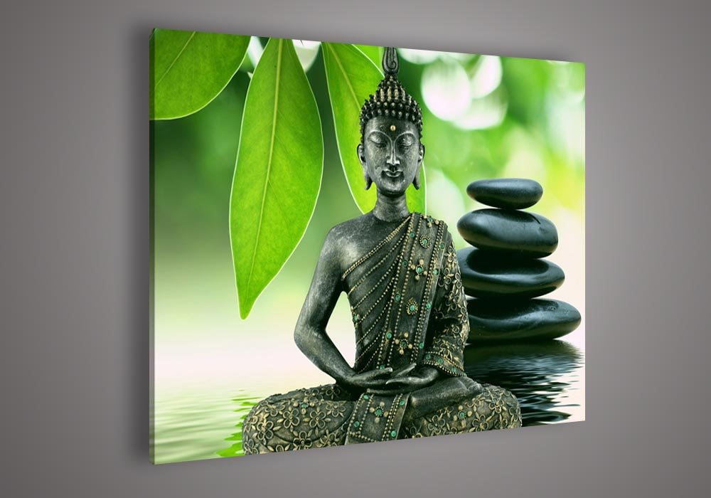 Framed Ready to hang andmade Wall Decoration Buddha Face Oil Painting on Canvas