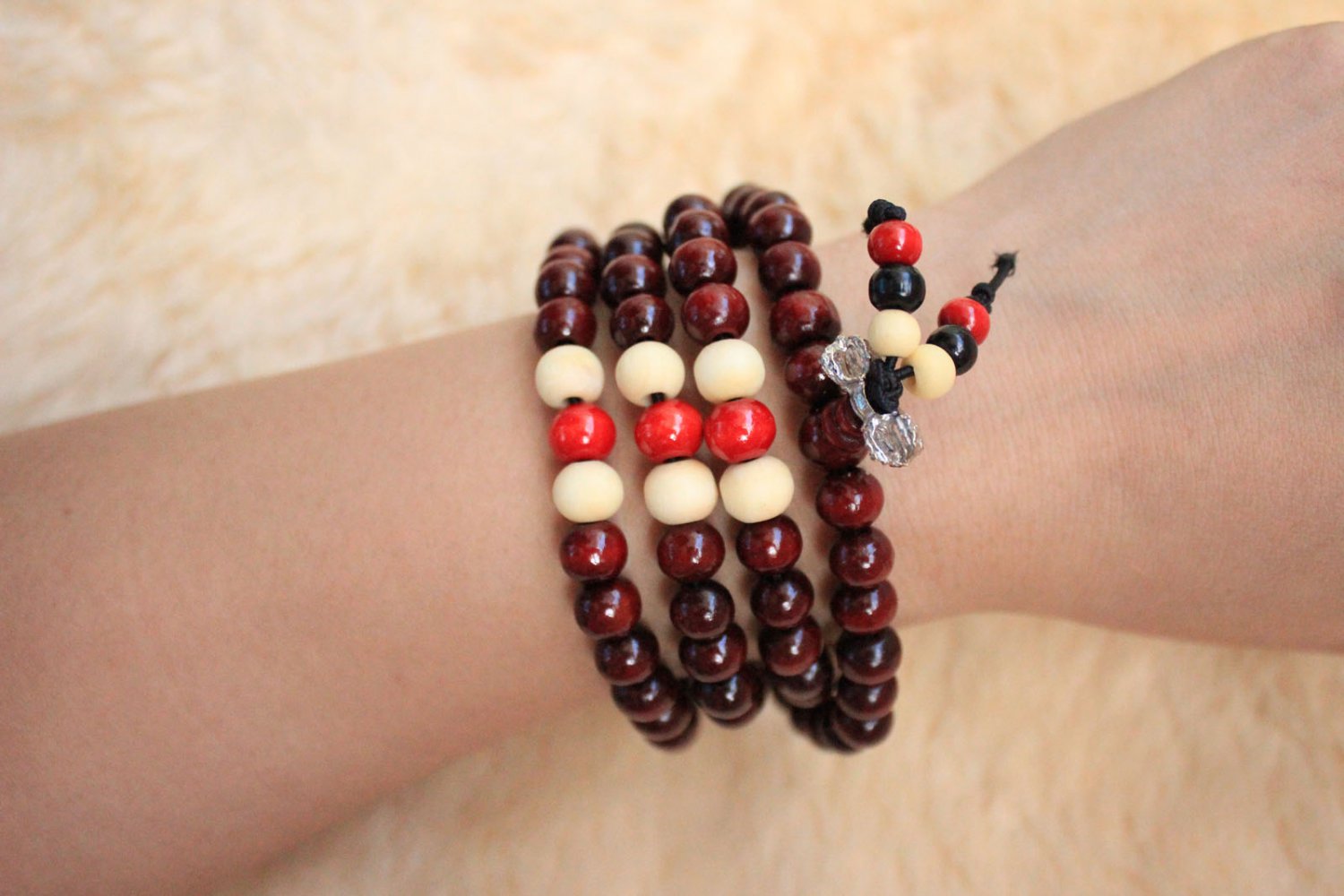 Vintage multi-layer Buddha beads bracelets elastic rope bracelet