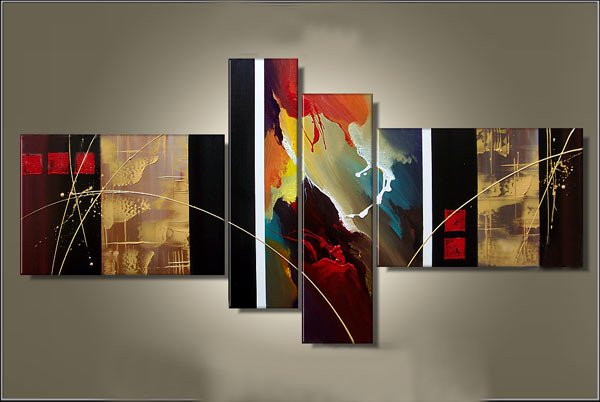 Framed!!handpainted 4 piece modern abstract oil paintings on canvas wall art pictures(small size)