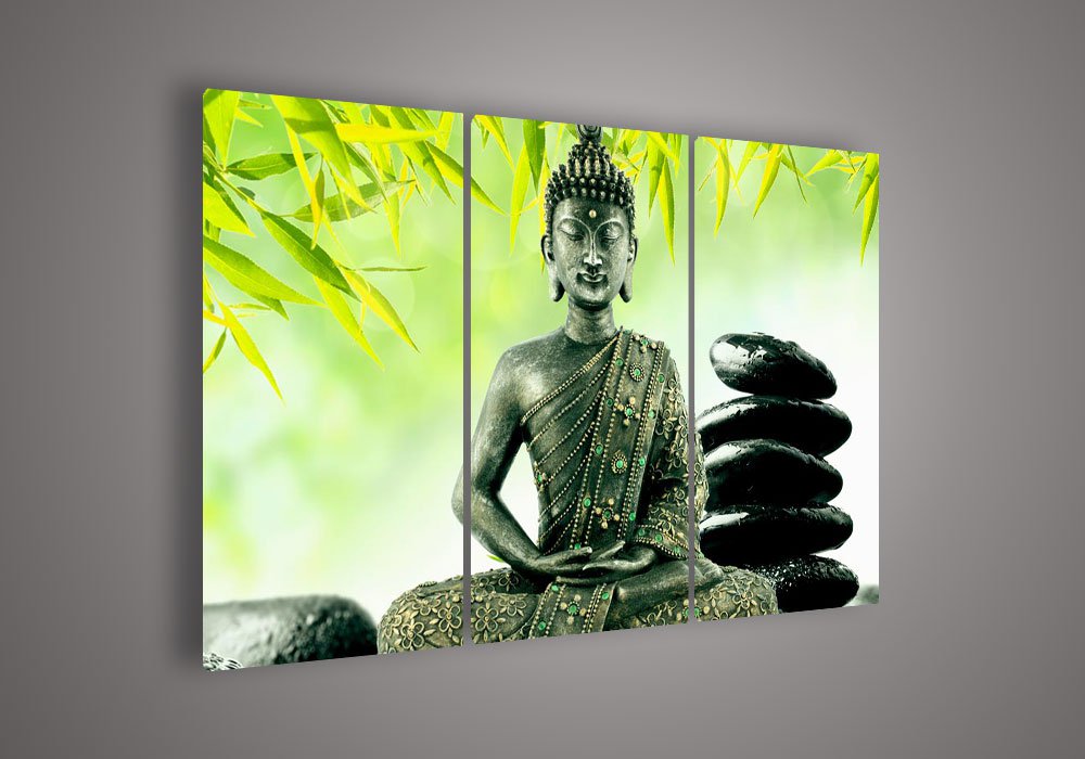 Wholesale - 3 Panel Wall Art Religion Buddha Oil Painting On Canvas No Framed