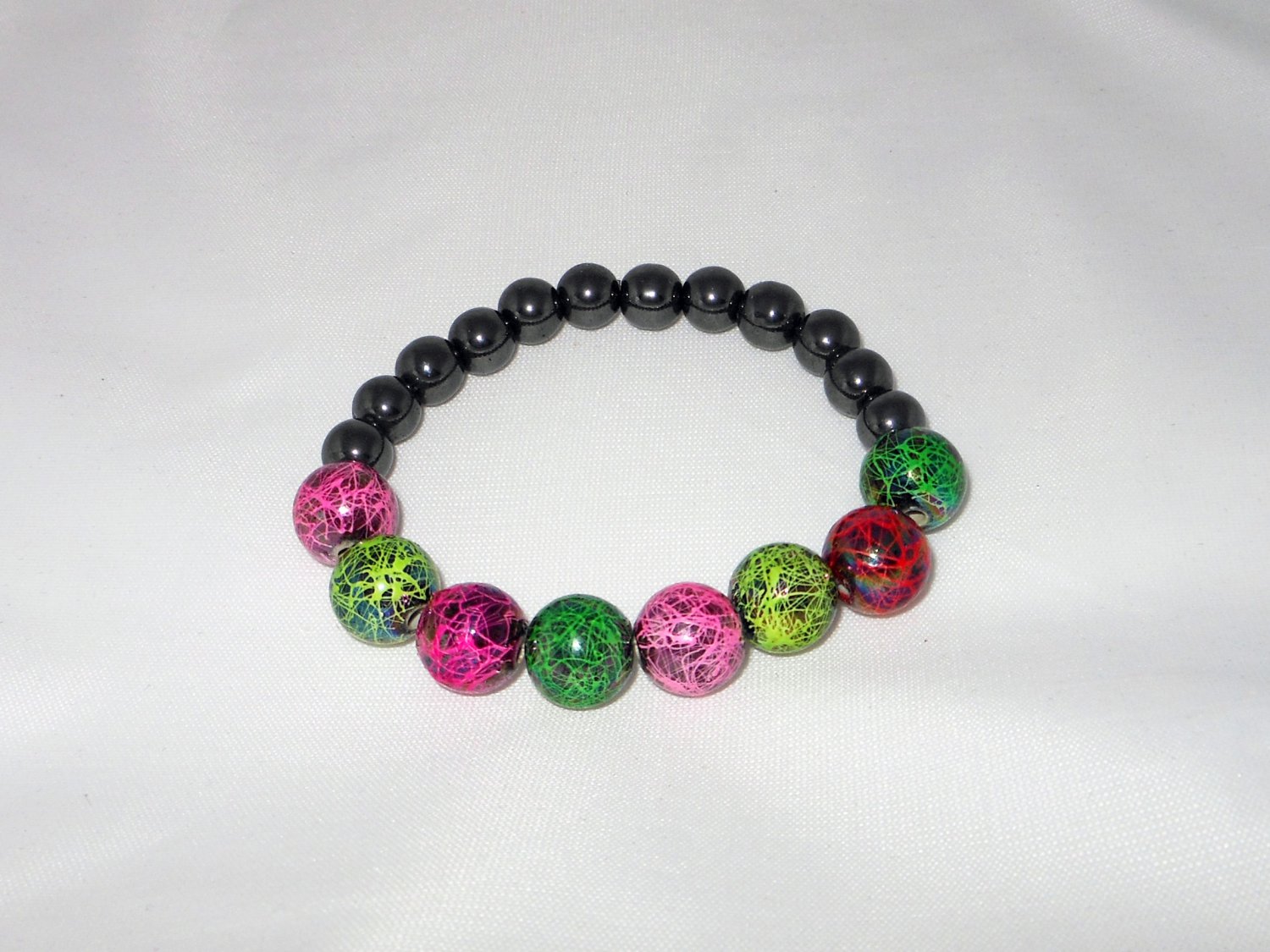 Graffiti Metal Stretchy Shamballa Bracelet