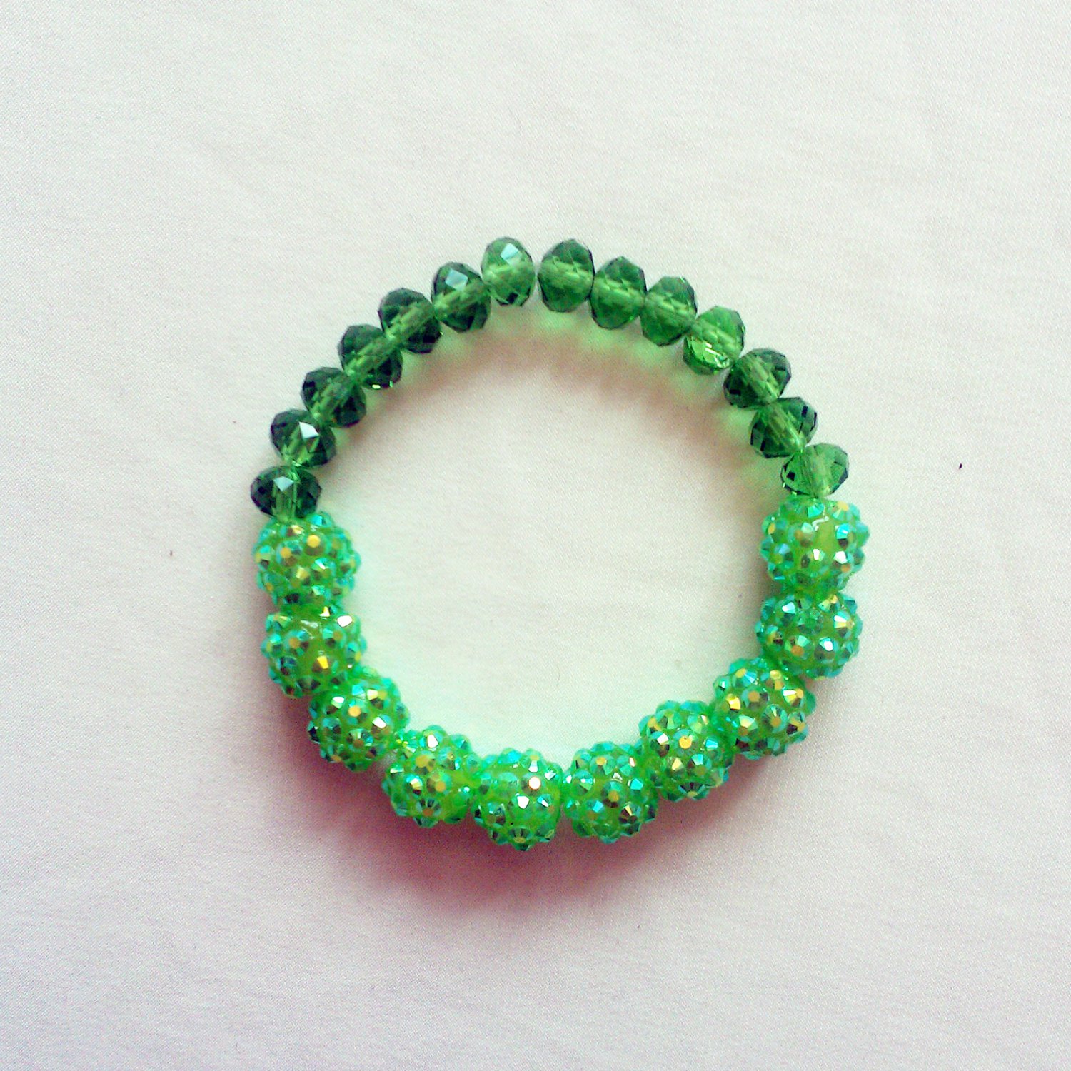 Green Resin AB Stretchy Shamballa Bracelet