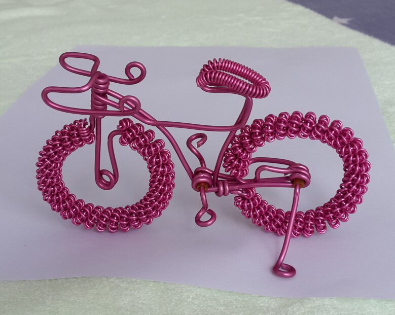 unique custom handmade gift wire bike Pink bicycle birthday prese