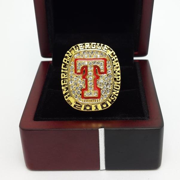 2010 Texas Rangers AL American League baseball championship ring size 11 US with wooden box