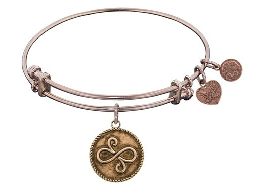 Angelica Collection Antique Pink Smooth Finish Brass "best Friends" Expandable Bangle