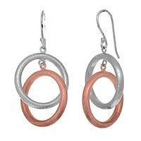 Stardust pink double ring earrings in sterling silver