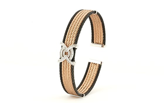 Montreaux collection Black and rose gold-toned bangle sterling accents and 0.04twt round diamonds.