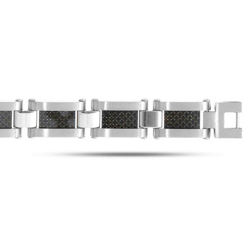 Joseph Tyler Stainless Steel Black And White Men's Bracelet - 8.25 Inches