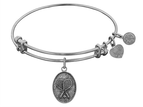 Angelica Antique White Stipple Finish Brass "tennis" Expandable Bangle
