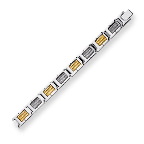 Joseph Tyler Stainless Steel Link Jewelry Men's 18k Gold Bracelet 8.5"