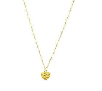 Stil Novo - 14kt Yellow Gold Heart Shaped Birds Nest Pendant - 18" Diamond Cut Cable Chain