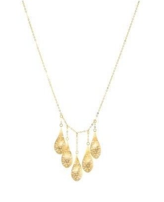 STIL NOVO 14K Gold Yellow Gold 5-Leaf Necklace Mesh Hand Made In Italy N2199