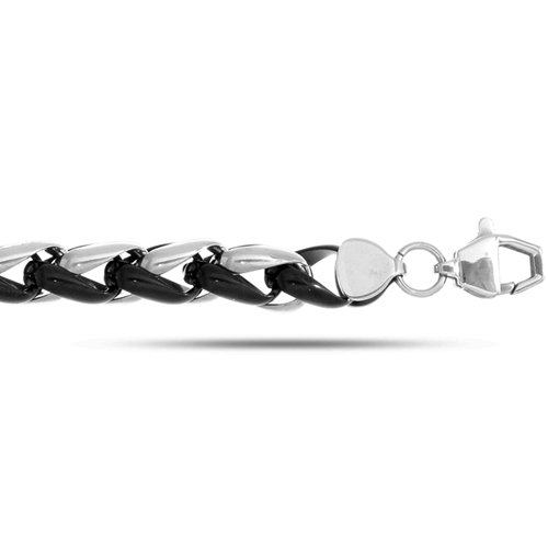 Joseph Tyler collection JTC Stainless Steel Braided Style Black And White Men's Bracelet
