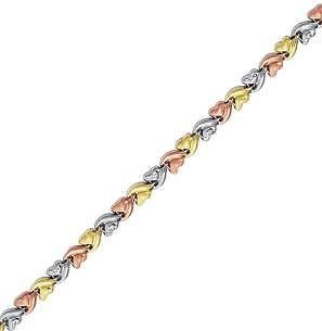 Royal Duet-14k Solid Yellow-Rose Gold & Sterling Bracelet 7.25" rdb135