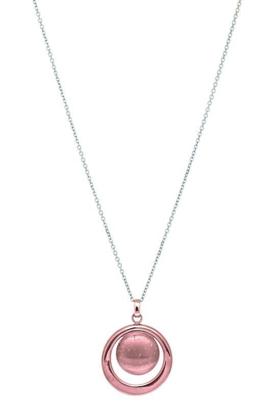 Stardust Collection Sterling Silver Rose Circle Hoop Drop Necklace agp1480