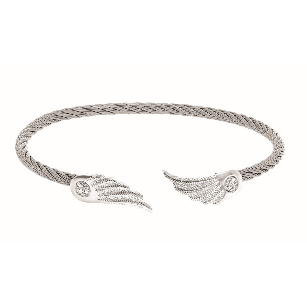 MOntreaux collection sterling silver angel wings stainless steel .02CT diamond bracelet