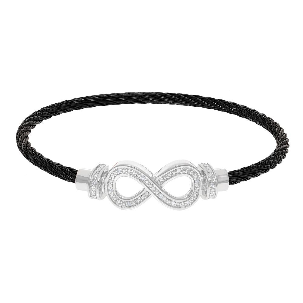 Montreaux Black Twisted Cable Infinity Bracelet With Diamonds
