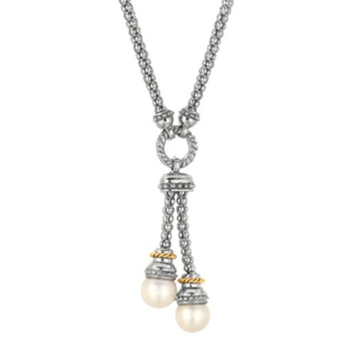 Phillip Gavriel 18k Gold & Sterling Silver Collection Dangle Pearl Pendant 17"