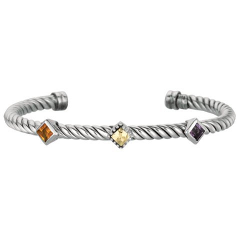 Phillip Gavriel Sterling Silver & 18k Gold Collection Cuff Bangle