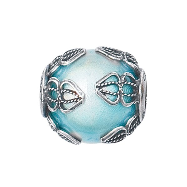 Personality aqua filigree glass bead