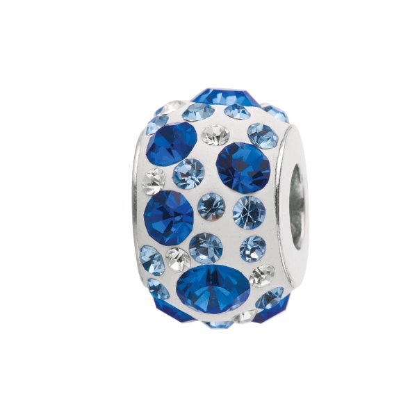 Personality silver kaleidoscope bead w/blue crytals