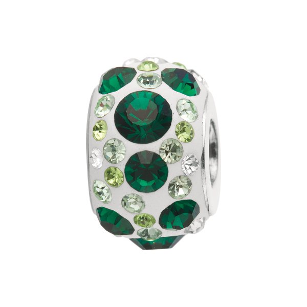 Personality - silver kaleidoscope bead w/ embedded green crystals
