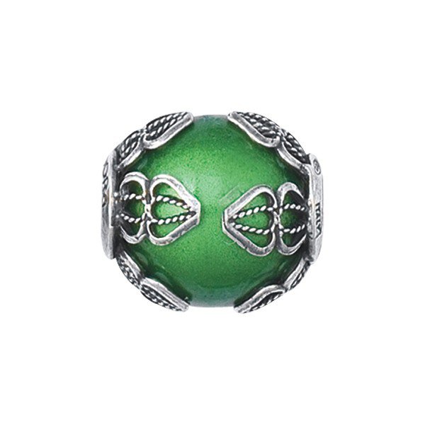 Personality green filigree glass bead