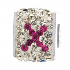 Personality jewelry collection Red+Blue+White Crystal Inital "X" Cube Bead