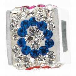 personality jewelry collection Red,Blue and White Crystal Initial "O" Cube Bead